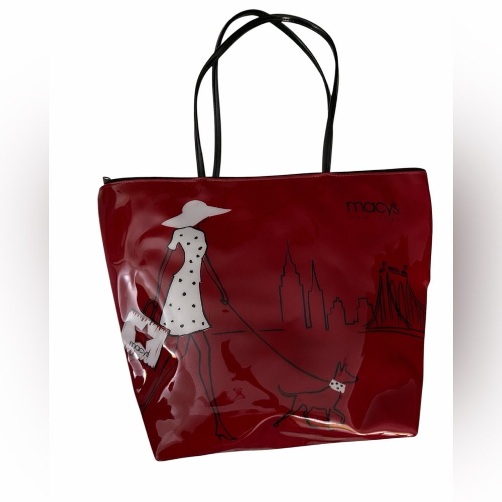 Vintage Macy's New York Red Graphic Tote Bag